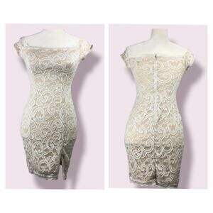 My Michelle Off Shoulder Body Con Lace Dress Sz 1